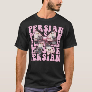 T-shirt Fille au chat persan Maman chat persan Nœud coquet