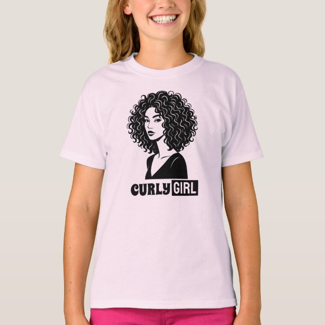 T-shirt Fille aux Cheveux Bouclés (Devant)