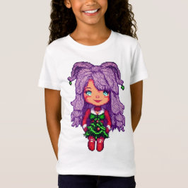 T-Shirt fille aux cheveux pourpres