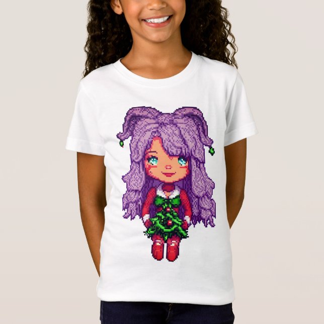 T-Shirt fille aux cheveux pourpres (Devant)