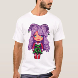 T-shirt fille aux cheveux pourpres