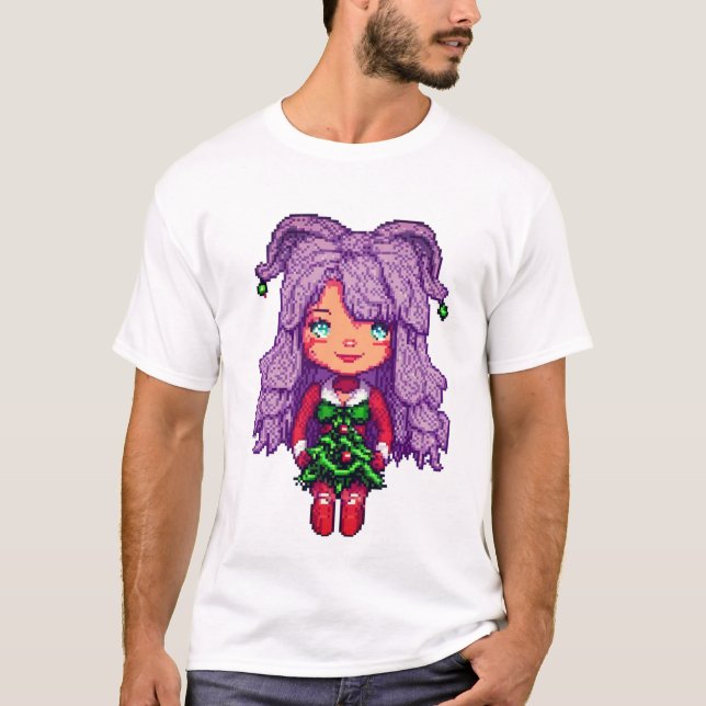 T-shirt fille aux cheveux pourpres (Devant)
