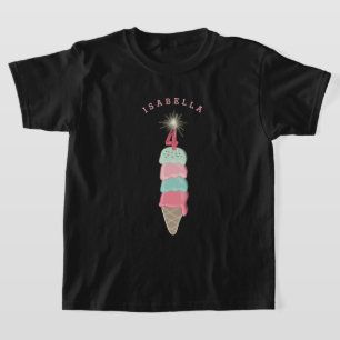 T-shirt Fille aux étincelles de glace rose 4ème anniversai