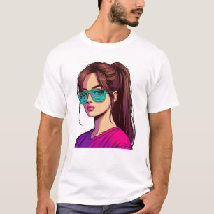 T-shirt Fille aux teintes sarcelle Art