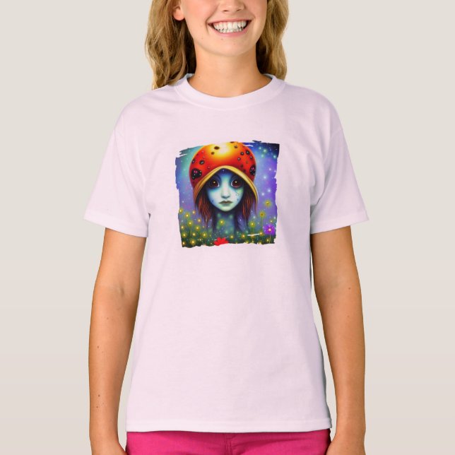 T-shirt Fille avec casquette de coccinelle (Devant)