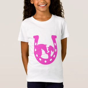 T-Shirt Fille avec cheval et Casquette occidental Hot rose