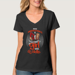T-shirt Fille Avec Compétences Dj Tourne-disque Deejay Cas