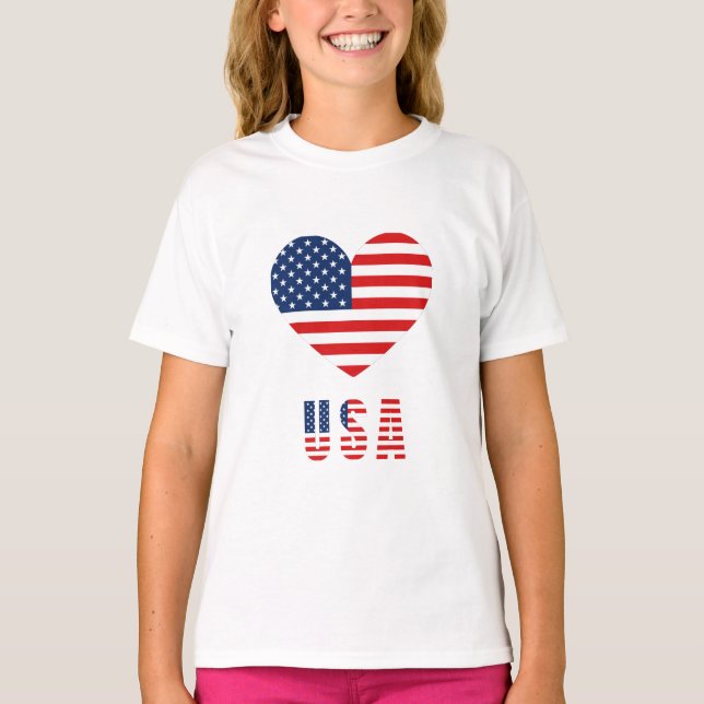 T-shirt fille avec drapeau américain Design de coe (Devant)