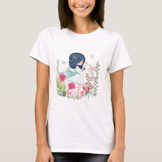 T-shirt fille avec fleurs