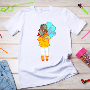 T-shirt Fille avec parapluie dans le dessin éolien