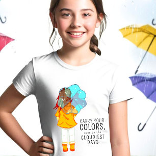 T-shirt Fille avec parapluie dans le dessin éolien