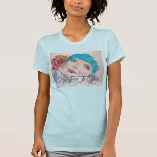 T-shirt Fille Avec Rose Rouge Beret Soyez Vrai Avec Vous T