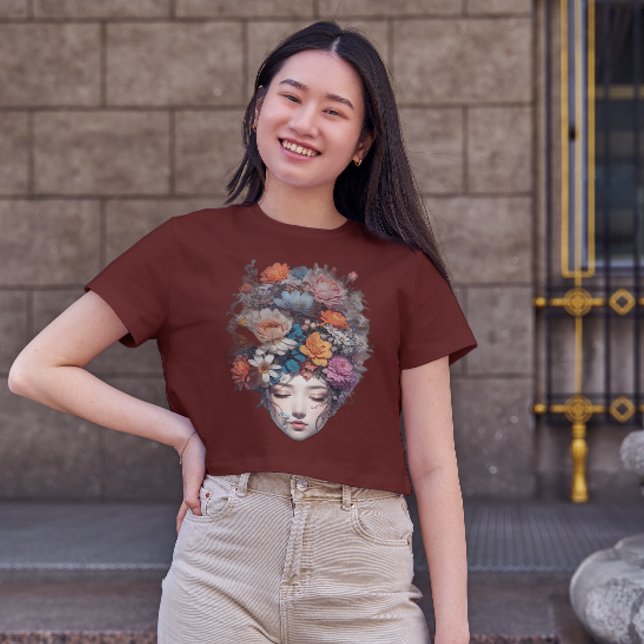 T-shirt fille avec tête de fleur (Créateur téléchargé)