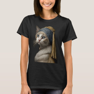 T-shirt Fille avec un chat à oreille perle