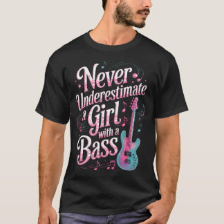 T-shirt Fille Avec Un Joueur De Basse Musicien Bassiste Gu