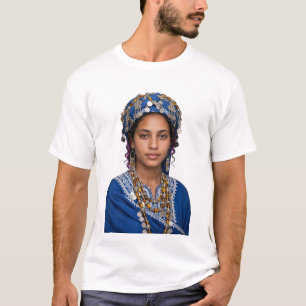T-shirt Fille Berbère Amazigh - Écharpe Traditionnelle Ble