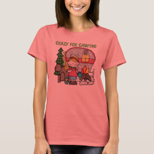 T-shirt Fille blonde folle pour camper