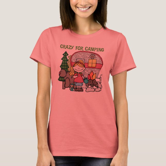 T-shirt Fille blonde folle pour camper (Devant)