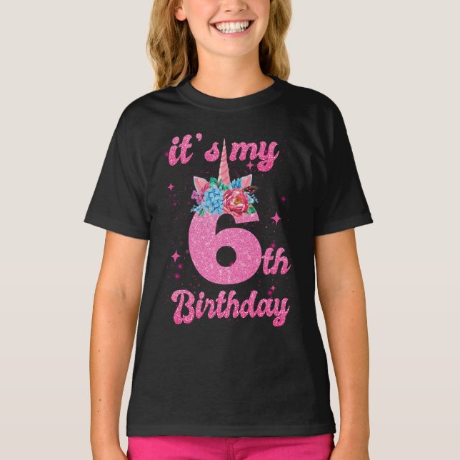 T-shirt Fille Cadeaux de 6 ans, 6e anniversaire Filles (Devant)