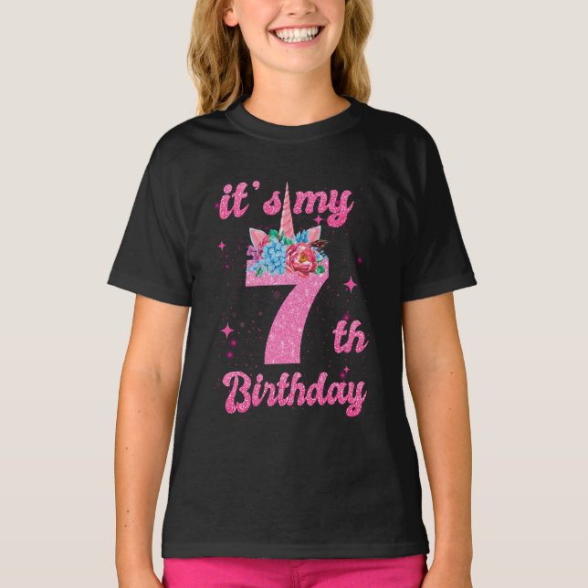 T-shirt Fille Cadeaux de 7 ans, 7e anniversaire filles (Devant)
