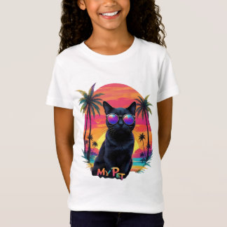 T-shirt Fille Chat Noir