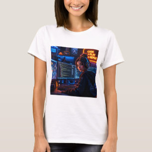 T-Shirt Fille Codeuse Cyberpunk - Esthétique Gamin