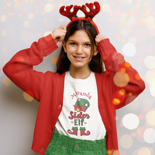 T-shirt fille customisée de la Soeur Elf de Noël (Christmas Sister Elf customized girl t-shirt)