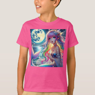 T-shirt Fille d'anime chantant clair de lune pixie mermaid