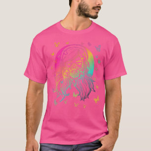 T-shirt Fille d'Anime colorée avec masque à gaz et papillo