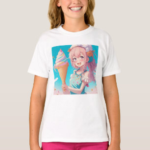 T-shirt Fille d'Anime Whimsical avec cône de crème glacée