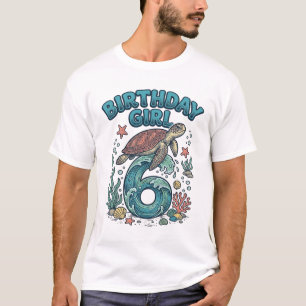 T-shirt Fille d'anniversaire 6 Tortue de mer Conception de