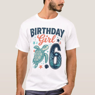 T-shirt Fille d'anniversaire 6 Tortue de mer Conception ve