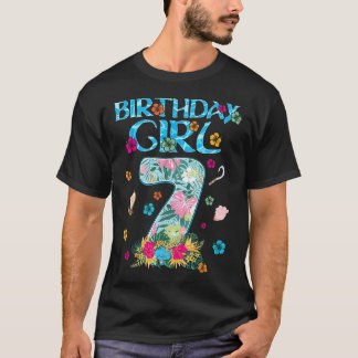 T-shirt Fille d'anniversaire 7 ans Océan Hawaï 7ème