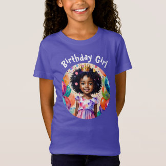 T-Shirt Fille d'anniversaire avec la peau Brown Princesse 