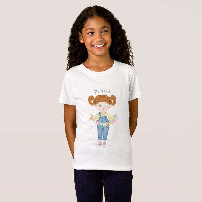 T-Shirt Fille d'anniversaire dans les couloirs rouges (Devant entier)