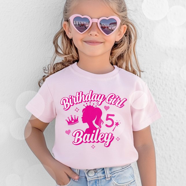 T-shirt fille d'anniversaire de poupée rose, migno (Pink Doll Birthday T-shirt)