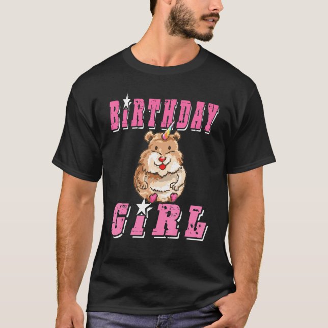 T-shirt Fille d'anniversaire Hamster Unicorn 8 bits Pixela (Devant)