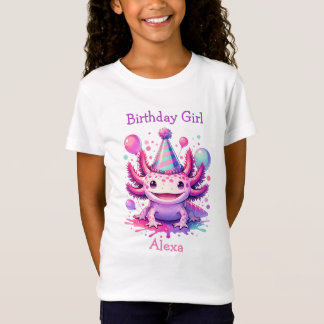T-Shirt Fille d'anniversaire personnalisée | Thème Axolotl