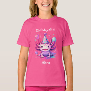 T-shirt Fille d'anniversaire personnalisée   Thème Axolotl