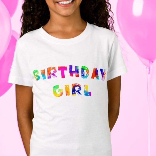 T-shirt fille d'anniversaire Rainbow personnalisée (Créateur téléchargé)