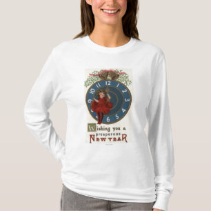 T-shirt Fille dans la séance rouge sur l'horloge