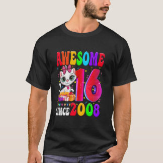 T-shirt Fille de 16 ans d'anniversaire Mignon chat 16 Ans 