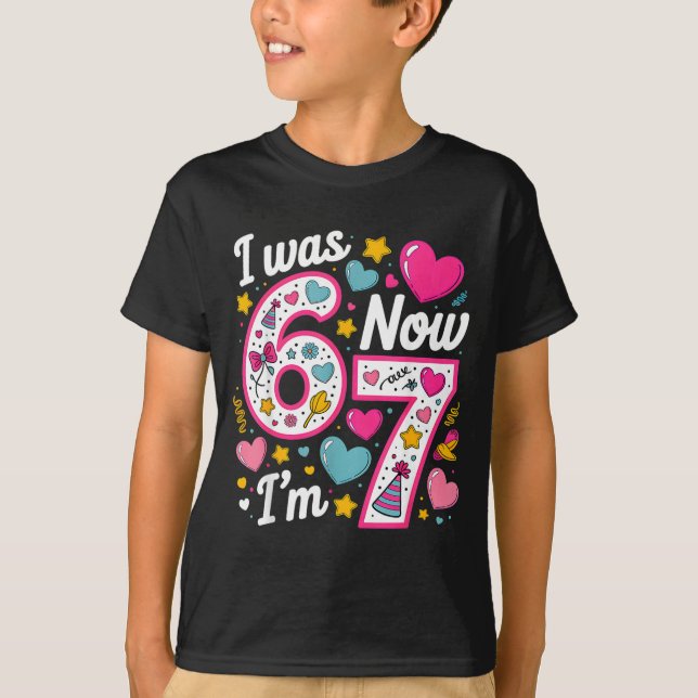 T-shirt Fille de 7 ans d'anniversaire J'avais 6 ans Mainte (Devant)
