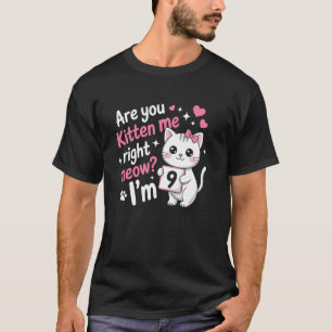 T-shirt Fille de 9 ans anniversaire chat chaton 9ème anniv
