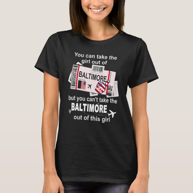 T-shirt Fille de Baltimore Boarding Pass Vol Billet B (Devant)