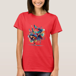 T-shirt Fille de breakdance colorée Art