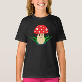 T-shirt fille de champignon mignonne et souriante