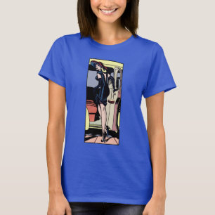 T-shirt Fille de charme glamour vintage taxi cab rétro pin