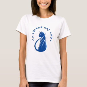 T-shirt fille de chat sans enfant drôle citation bleue
