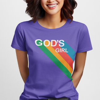 T-shirt Fille de Dieu Arc-en-ciel Inspirant Chrétien Viole